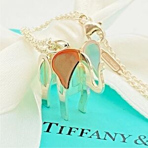 Tiffany & Co. Silver and Rose Gold Plate Elephant Necklace